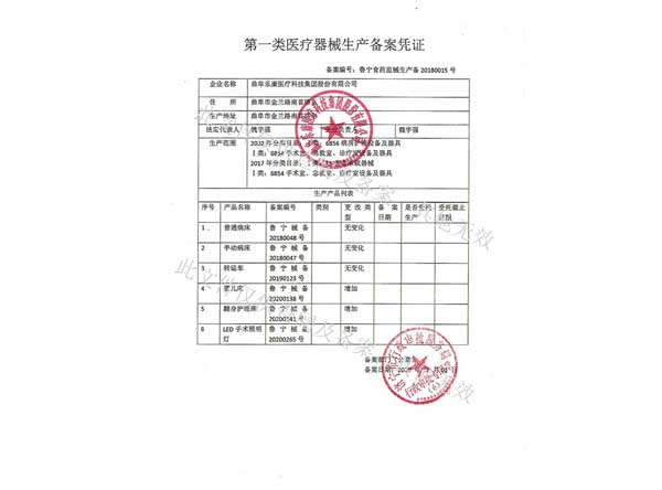 第一類醫(yī)療器械生產(chǎn)備案憑證 第一類醫(yī)療器械生產(chǎn)備案憑證